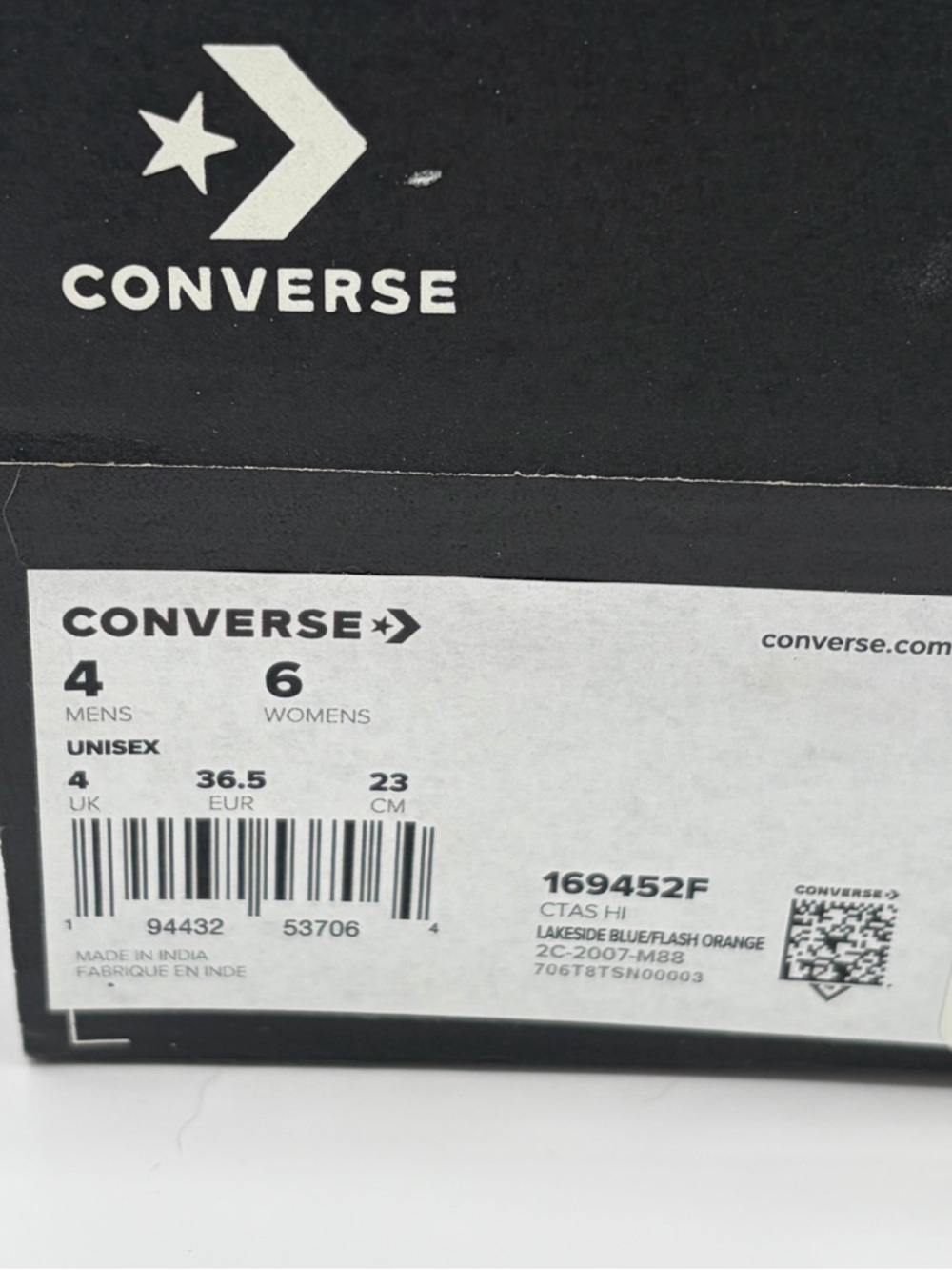 Converse High Top Sneakers in Blue with Orange Stripe women’s size 6 - Picture 9 of 9